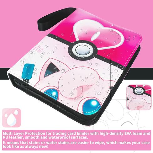 حافظة بطاقات لـ PTCG، حامل بطاقات تجارية يناسب 400 بطاقة رياضية، حافظة ألبوم لهواة جمع البطاقات بأربعة جيوب مع 50 كمًا، كتاب بطاقات هدية للأولاد والبنات (PKM001) in Kuwait