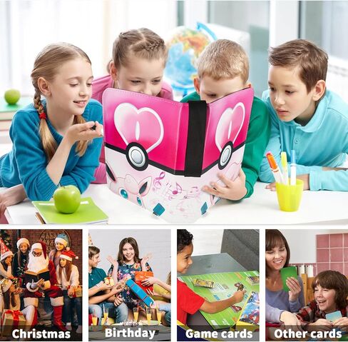 حافظة بطاقات لـ PTCG، حامل بطاقات تجارية يناسب 400 بطاقة رياضية، حافظة ألبوم لهواة جمع البطاقات بأربعة جيوب مع 50 كمًا، كتاب بطاقات هدية للأولاد والبنات (PKM001) in Kuwait