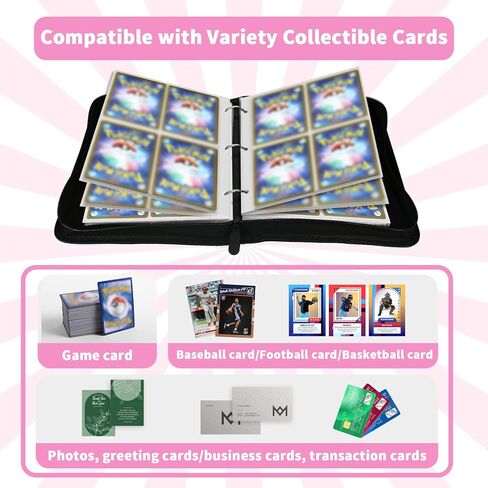حافظة بطاقات لـ PTCG، حامل بطاقات تجارية يناسب 400 بطاقة رياضية، حافظة ألبوم لهواة جمع البطاقات بأربعة جيوب مع 50 كمًا، كتاب بطاقات هدية للأولاد والبنات (PKM001) in Kuwait
