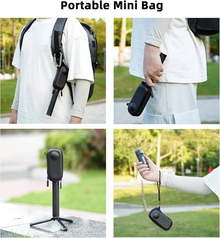 حقيبة حمل صغيرة لجهاز Insta360 X3/X2، حافظة واقية محمولة من جلد البولي يوريثان وبطانة من القطيفة، حقيبة تخزين مقاومة للخدش والغبار لملحقات كاميرا الحركة (رمادي)... in Kuwait