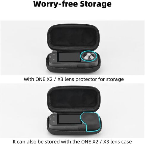 حقيبة حمل صغيرة لجهاز Insta360 X3/X2، حافظة واقية محمولة من جلد البولي يوريثان وبطانة من القطيفة، حقيبة تخزين مقاومة للخدش والغبار لملحقات كاميرا الحركة (رمادي)... in Kuwait