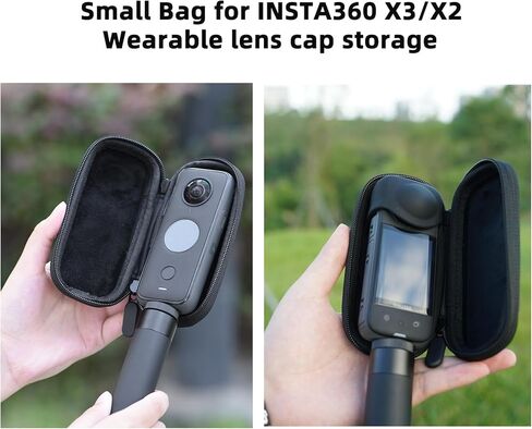 حقيبة حمل صغيرة لجهاز Insta360 X3/X2، حافظة واقية محمولة من جلد البولي يوريثان وبطانة من القطيفة، حقيبة تخزين مقاومة للخدش والغبار لملحقات كاميرا الحركة (رمادي)... in Kuwait