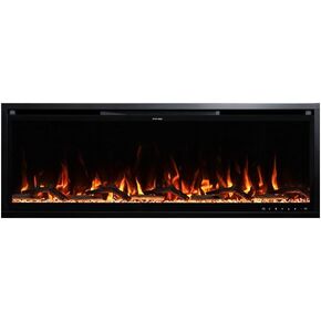 Modern Ember Aerus 60 Inch Smart Linear Electric Fireplace - Recessed in-Wall and Wall-Mount, Multiple Flame Colors, Compatible with Alexa and Google Assistant