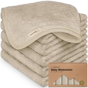 6-Pack Organic Baby Washcloths – Soft Bamboo Washcloth, Baby Wash Cloths, Baby Wash Cloth for Newborn, Kids, Baby Towels, Baby Bath Essentials, Face Towel, Face Cloths for Washing Face (White)