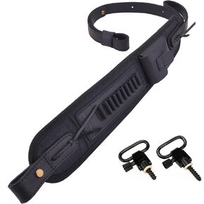 Leather Canvas Gun Sling Rifle Strap with Shell Holder for .22LR .22MAG .17HMR