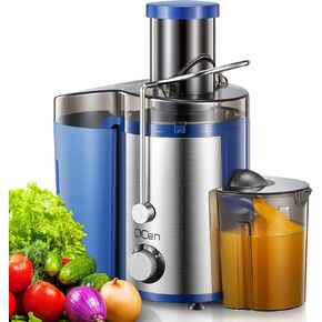 Juicer Machine, 800W Centrifugal Juicer Extractor with Wide Mouth 3" Feed Chute for Fruit Vegetable, Easy to Clean, Stainless Steel, BPA-free, by QCen(Silver)