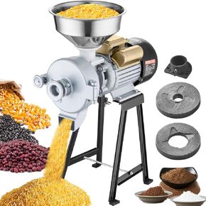 VEVOR Electric Grain Mill Grinder, 3000W Spice Grinders, Commercial Corn Mill with Funnel, Thickness Adjustable Powder Machine, Heavy Duty Feed Flour Cereal Mill Wheat Grinders, Dry Grinder