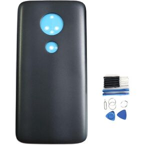 FainWan Back Cover Battery Rear Glass Door Replacement Compatible with Motorola Moto G7 Play XT1952-1 XT1952DL Black