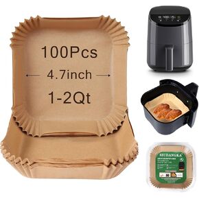 Square Mini Air Fryer Liners for 2qt Air Fryer, 100 Pcs Non-Stick Air Fryer Parchment Paper Pads Air Fryer Liners