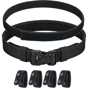 EZshoot Duty Belt 2 in 1 Design Utility Belt Adjustable Length Multifunctional Belt 2" Tactical Heavy Duty Belt with 4 Belt Keepers for Outdoor Sport Black