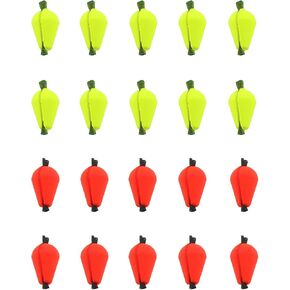 20PCS Fishing Floats Fluorescent Yellow and Orange Red Float Foam Teardrop Stroke Indicator Suitable for Lures