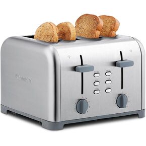 Kenmore Elite 4-Slice Long Slot Toaster Silver, One-Touch Auto-Lift, Stainless Steel, Adjustable Browning, Defrost, Digital Countdown Timer, Retractable Cord, Toast, Bagels, Waffles, English Muffins