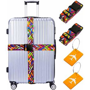 CEPORASK Luggage Straps For Suitcases Tsa Approved Connector Personalized Cinch Travel Belt Luggage Tie Carry On Bag Adjustable Nylon Straps With Clips (colorful)
