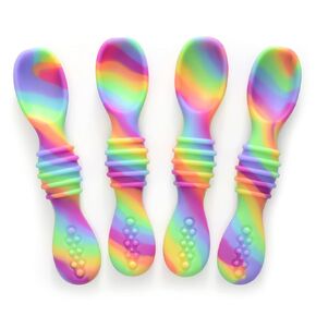 PrimaStella Silicone Chew Spoon Set for Babies and Toddlers | Safety Tested | BPA Free | Microwave, Dishwasher and Freezer Safe