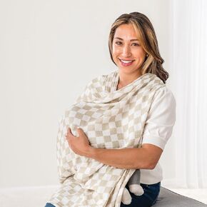 Itzy Ritzy Breastfeeding Boss Multi-Use Cover – A Nursing Cover, Swaddle, Car Seat Cover, Tummy Time Mat and Burp Cloth All in One – Made of Muslin Fabric & Measures 47" x 47", Mudcloth