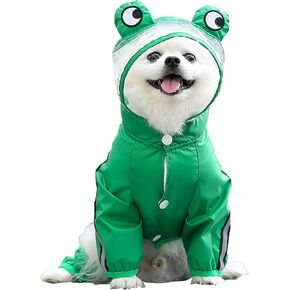 Dog Raincoat with Hood, Waterproof Full-Coverage Reflective Rain Jacket Quick-Drying Rain Poncho and Shoes for Small Medium Large Dogs,Green,S in Kuwait