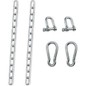 Heavy Duty Stainless Steel Chain 550LB Capacity for Hanging Shooting Targets Punching Bags, Including 2 Chain, 2 D-Shackle, 2 Carabiners