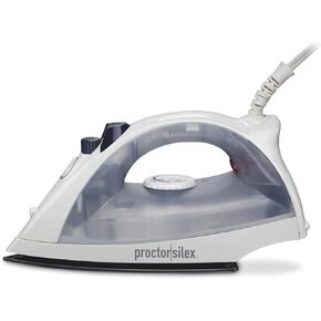 Proctor Silex Iron & Vertical Steamer for Clothes with Nonstick Soleplate 1200 Watts, Adjustable Spray and Blast Steam Settings, Auto Shutoff, White and Grey (17150PS)