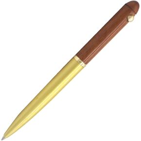Gullor Handcrafted Wooden Ballpoint Pen, Made of Rosewood and Brass - Brownish Yellow Stripes