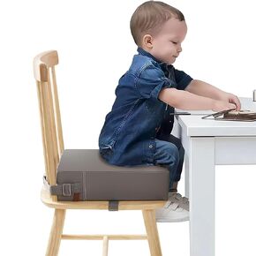 Toddler Booster Seat for Dining Table,Non-Slip Bottom Booster Seat for Table, Child/Kids/Baby Booster Seat for Dining Table with 2 Adjustable Strap Buckle,Portable Travel Booster Seat for Chair(Grey)