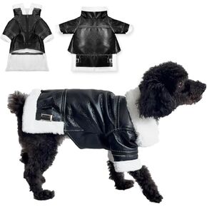 Winter Dog Vest Coat, Cool Dog Leather Jacket, Cool Warm Coats Dogs, Warm Coats Dogs Windproof Cold Weather Coats for Small Medium Dogs(L)