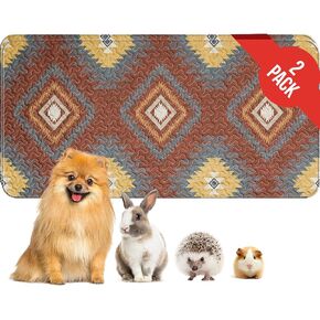 Washable Pee Pads for Dogs, Reusable 24’’x 48’’ Waterproof Boho Mats for Puppy, Guinea Pig, Rabbit,Highly Absorbent,Ultra Soft, Non-Slip,Machine Washable,Stylish Design,Pack of 2, Red-Brown