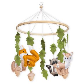 First Landings Woodland Baby Mobile لسرير الأطفال - هواتف محمولة لحضانة الأطفال - موضوع ديكور حضانة Woodland - أشياء أطفال محايدة جنسانيًا - ديكور حضانة حيوانات الغابات - هاتف محمول للأطفال - أشياء أطفال Woodland in Kuwait