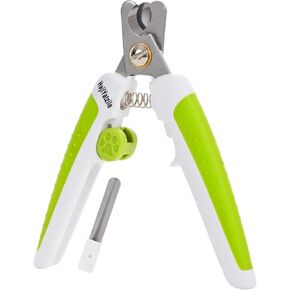Professional Dog Nail Clippers with Safety Guards and Nail Files-Ergonomic Design, Easy and Safe to Trim-Suitable for Large Dogs/Cats/Hard toenail Pets(White-Green)