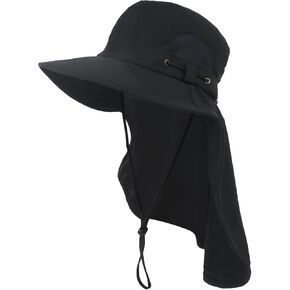 Sun Hats for Men Women with Neck Flap, UPF 50+ Wide Brim Bucket Hat Boonie Hat, Breathable Waterproof Fishing Safari Hat