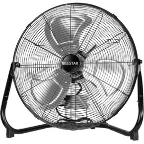 BEESTAR 20 Inch Floor Fan,High Velocity Fan with 3-Speeds&Adjustable Tilting Head,Heavy Duty Metal Industrial Fan for Shop, Garage,Commercial, Residential, and Greenhouse,Black