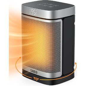 Dreo 1500W Space Heater, 70° Oscillating Electric Heater for Indoor Use, Digital Thermostat, 4 Modes, 12h Timer, Portable Personal Heater PTC Ceramic Heater Quick Safety Heating for Home Office
