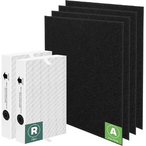 HPA200 Replacement Filters for Honeywell HPA200 Series Air Purifiers HPA200, HPA201, HA202, HPA204, HPA250, Replace HRF-R2, 2 HEPA R Replacement Filters and 4 A Carbon Pre-Cut Pre-Filters