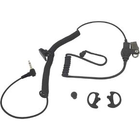 All Black Listen Only Earpiece Police Law Enforcement 3.5mm Acousitc Tube Ear Piece Single Pin Radio Headset Earphone Headphone Without Mic for Motorola APX 6000 4000 Shoulder Mic