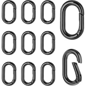 10Pack 1 Inch Spring O Rings Hooks, Small Carabiner Clip Round Carabiner Keychain Purse Shoulder Bag Chain Rings Clip Replacement for Outdoor Camping Swing Set Hammock Hiking Travel Fishing(Black)