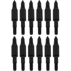 RLECS 12PCS 48x8mm Black Carbon Steel Archery Tip 150 Grain Tip Arrowhead Jacket Arrowhead Archery Accessory for Field Target Practice Shooting Hunting
