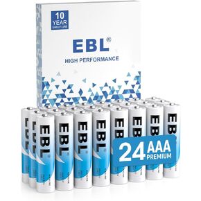 EBL AAA Batteries 24 Pack, 1.5V Alkaline Triple A Batteries, Long-Lasting Alkaline Power for All Your Devices, 10-Year Shelf Life