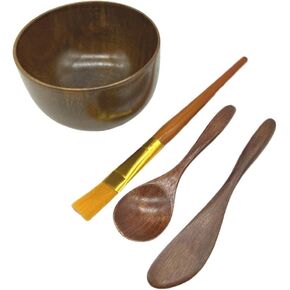 Face Mask Mixing Bowl Set Bamboo,4 Pack Diy Facial Tools For Skin Care,Facemask Mixing Tool Kit With Facial Mask Bowl,Spatula,Spoon,Brush Applicator,Facial Esthetician Supplies