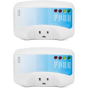 QWORK Voltage Protector 2-Pack for Major Appliances, 120V 1400W, Surge & Voltage Fluctuation Protection with Safety Cycle and LED Indicator - for Air Conditioners, TV/PC, Freezers, and Washers