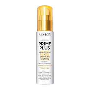 Face Primer by Revlon, PhotoReady Prime Plus Face Makeup for All Skin Types, Blurs & Fills in Fine Lines, Infused with Vitamin C and Lactic Acid, Brightening & Skin Tone Evening, 1 Oz
