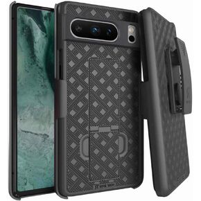 for Google Pixel 8 Pro Case with Belt Clip Holster, Kickstand Slim Cover Phone Case for Google Pixel 8 Pro - Black