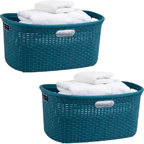 Mind Reader Basket Collection, Laundry Basket, 40 Liter (10kg/22lbs) Capacity, Cut Out Handles, Ventilated, Set of 2, Brown