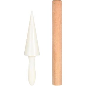 PRETYZOOM 2pcs Waffle Cone Maker Set, Cone Mold Ice Cream Cone Roller Egg Roll Crepe Pan Mini Waffle Cones Wooden Pizzelle Cone Mold