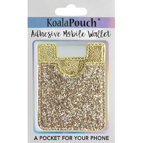 Glitter Koala Pouch - Phone Card Holder, Stick On Wallet (Gold)