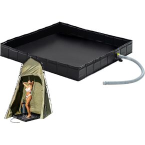 Portable Shower Pan, 41" x 41" x 5" Foldable Shower Base & Basin with Detachable Drain Pipe, Ideal for RV, Outdoor,Indoor Shower Stall Enclosures