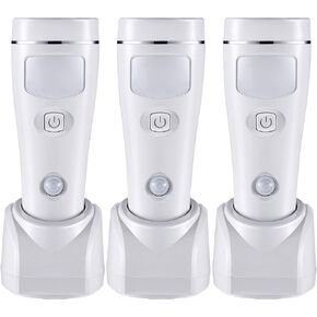 Enhon 4 in 1 LED Rechargeable Plug in Flashlights, 3 Pack LED Emergency Lights for Home Power Failure, Plug in Power Outage Light, Power Failure Light with Motion Detection (White)