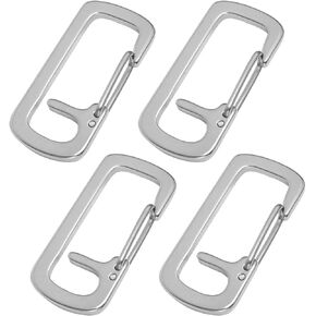 4PCS Spring Loaded Sliding Door Hook Stainless Steel Backpack Hook Outdoor Carrying Hook Square Opening Hooks for Keychain Mountaineering Climbing Buckle