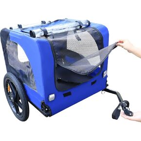 مقطورة دراجة للكلاب، عربة عربة حيوانات أليفة 2 في 1، مقطورة قابلة للطي للدراجات للحيوانات الأليفة مع عجلة هوائية مقاس 16 بوصة، أزرق، 45.7 × 22.8 × 27.6 بوصة in Kuwait