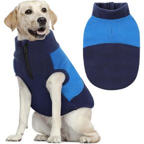 Queenmore Dog Fleece Sweater, Medium Dog Sweater, Fleece Dog Vest Jacket, Pet Sweatshirt Winter Clothes for Dogs Boy Or Girl Large Medium Small Size Navy/Blue,M