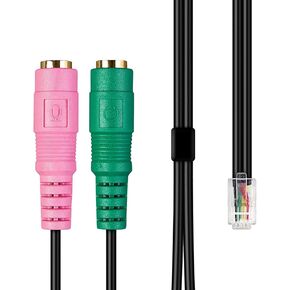 Headset Buddy PC Dual 3.5mm to RJ9/RJ10 Headset Phone Adapter - Compatible with Cisco