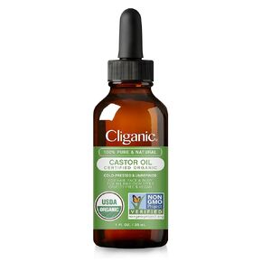 Cliganic Organic Castor Oil, 100% Pure (2oz with Eyelash Kit) - For Eyelashes, Eyebrows, Hair & Skin